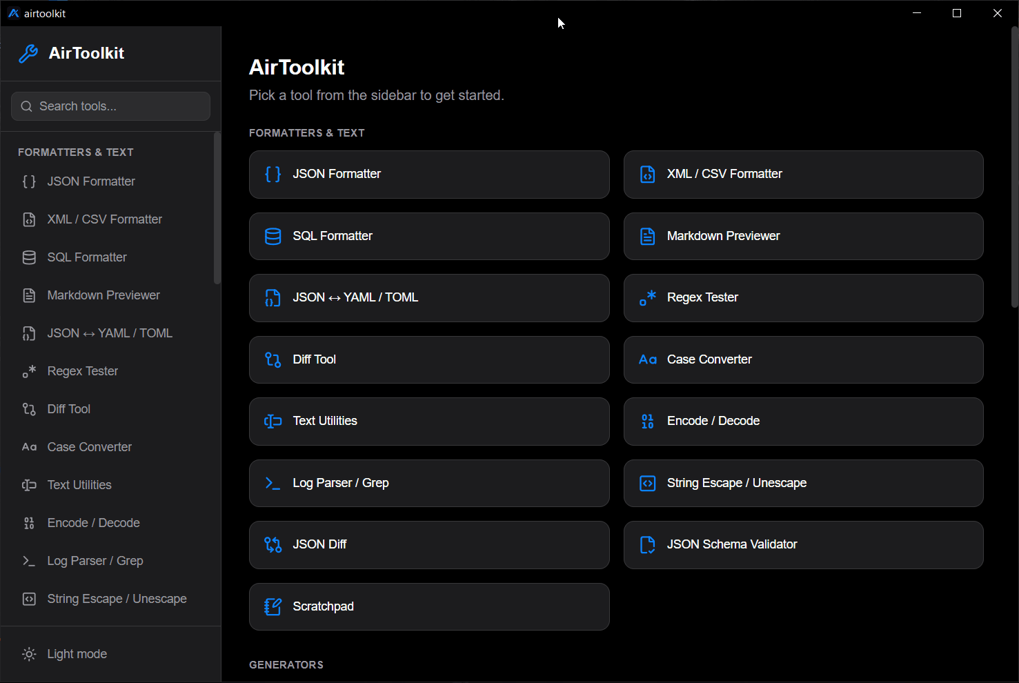 Aperçu de AirToolkit